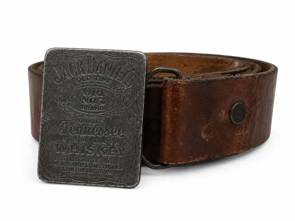 Vintage Jack Daniel’s Old No. 7 Leather Belt SIZE 38 USA Brass Buckle